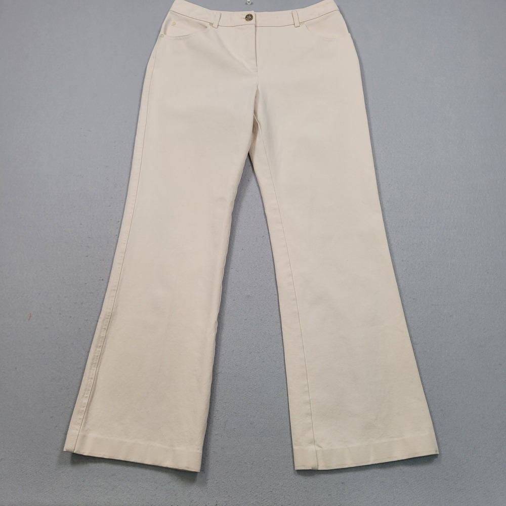 St John Sport Womens Size 6 Cream Beige Straight Leg Pants Cotton Twill Casual
